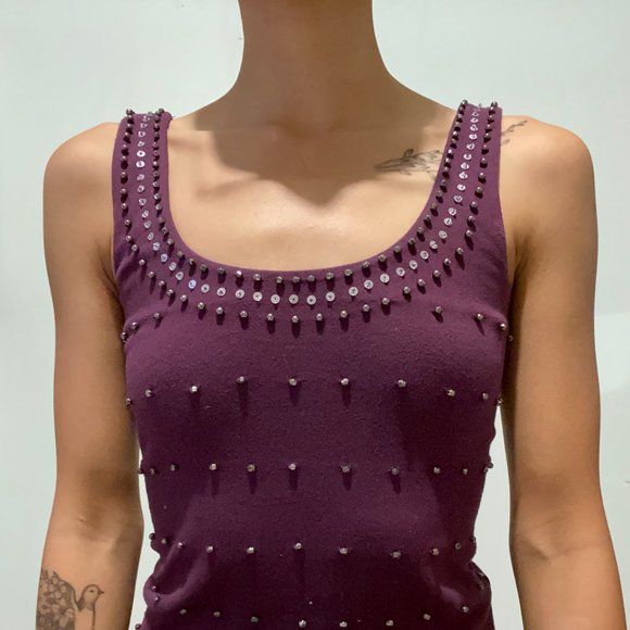 A|X Purple Beaded Bodycon Sleeveless Mini Dress - Picture 3 of 7